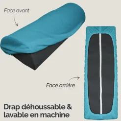 Drap housse de protection en éponge pour coussin demi-rond 66 cm x 22 cm x 12 cm de table de massage - Bleu turquoise
