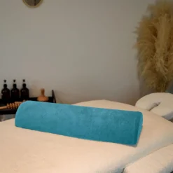 Drap housse de protection en éponge pour coussin demi-rond 66 cm x 22 cm x 12 cm de table de massage - Bleu turquoise