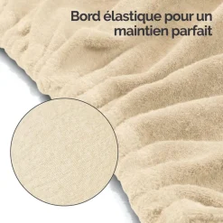 Drap housse de protection en éponge pour coussin demi-rond 66 cm x 22 cm x 12 cm de table de massage - Beige