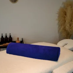 Drap housse de protection en éponge pour coussin demi-rond 66 cm x 22 cm x 12 cm de table de massage - Bleu Azur