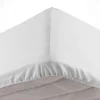Drap Housse en Coton Linette 160x200cm Blanc
