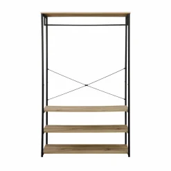 Dressing. vestiaire. portemanteau en métal noir et décor bois. Loft. 3 étagères. une barre de penderie L 100 x l 40 x H 167cm