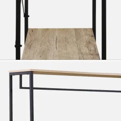 Dressing. vestiaire. portemanteau en métal noir et décor bois. Loft. 3 étagères. une barre de penderie L 100 x l 40 x H 167cm