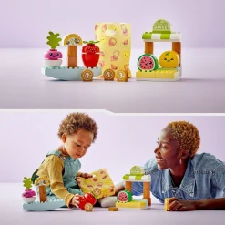 DUPLO 10983 - Le marché bio, Jeu sur la Nourriture, Fruits et Légumes, Apprentissage des Chiffres, Jouets Éducatifs à Empiler, Enfants
