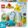 Duplo 10985 L'éolienne et la voiture électrique, Jouet Voiture pour Enfants Dès 2 Ans, Garçons et Filles, Jouets Éducatifs avec Figurines