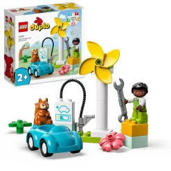 Duplo 10985 L'éolienne et la voiture électrique, Jouet Voiture pour Enfants Dès 2 Ans, Garçons et Filles, Jouets Éducatifs avec Figurines
