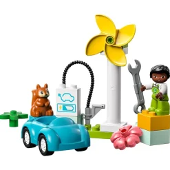 Duplo 10985 L'éolienne et la voiture électrique, Jouet Voiture pour Enfants Dès 2 Ans, Garçons et Filles, Jouets Éducatifs avec Figurines