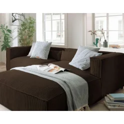 Ela - canapé d'angle droit 4 places - en velours côtelé - style contemporain