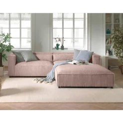 Ela - canapé d'angle droit 4 places - en velours côtelé - style contemporain