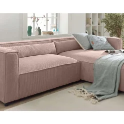 Ela - canapé d'angle droit 4 places - en velours côtelé - style contemporain