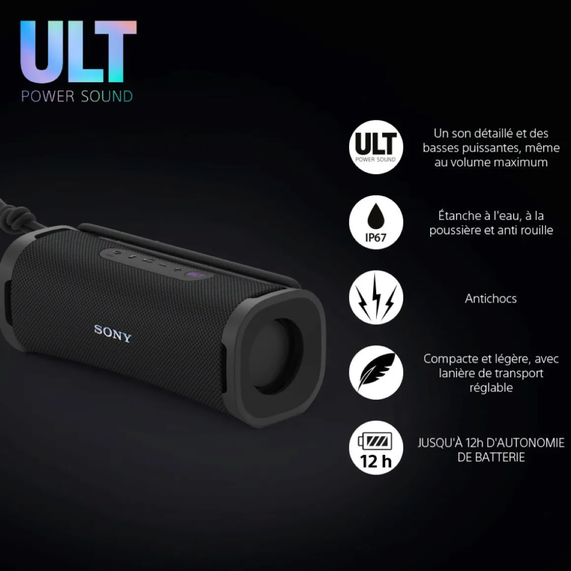 Enceinte portable sans fil Sony Bluetooth ULT Field 1 - Noir