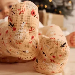 Ensemble bébé gilet et pantalon en coton nid d'abeille Miss Plume