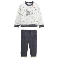 Ensemble bébé sweat-shirt en molleton et pantalon en velours Crazy Safari