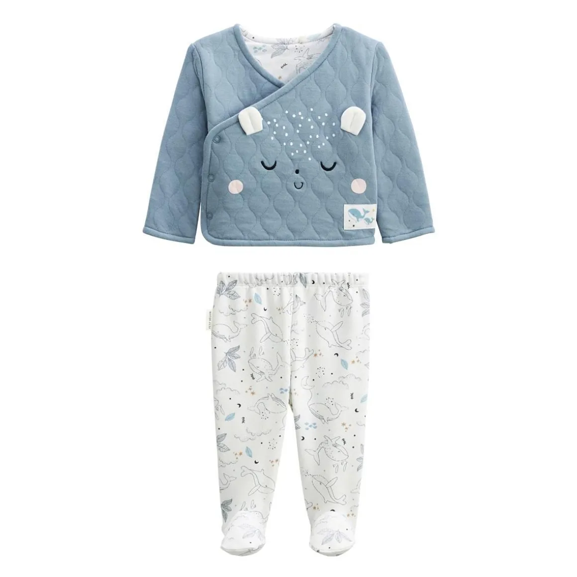 Ensemble bébé veste en coton matelassé et pantalon en velours Petite Balade