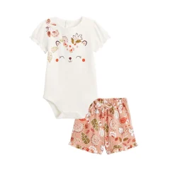 Ensemble body bébé et short en gaze de coton Mindanao