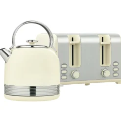 Ensemble bouilloire et grille-pain Vintage - 1,7L 2200W - 4 tranches, brunissage 7 niv. - crème