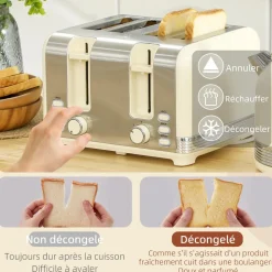 Ensemble bouilloire et grille-pain Vintage - 1,7L 2200W - 4 tranches, brunissage 7 niv. - crème