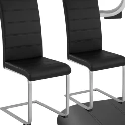 Ensemble de 2 chaises de salle à manger revêtement aspect cuir noir