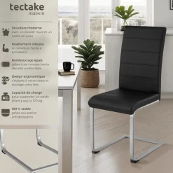 Ensemble de 2 chaises de salle à manger revêtement aspect cuir noir