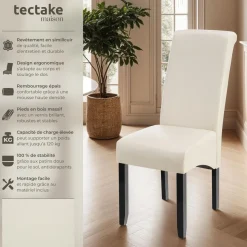 Ensemble de 2 chaises de salle à manger Rembourrées aspect cuir crème