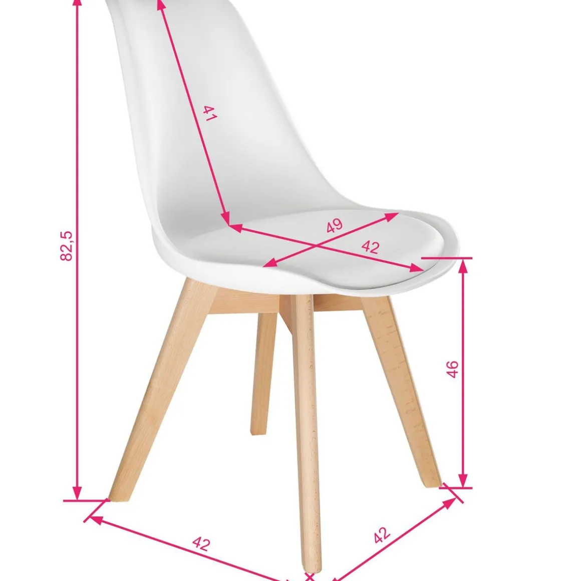 Ensemble de 6 chaises de salle à manger Forme ergonomique blanc