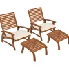 Ensemble de 2 fauteuils relax de jardin avec repose-pied coussins assise