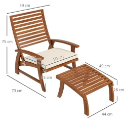 Ensemble de 2 fauteuils relax de jardin avec repose-pied coussins assise