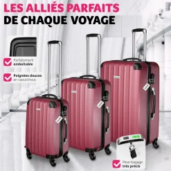 Ensemble de 3 valises Talia avec pèse-bagage et étiquette à bagages