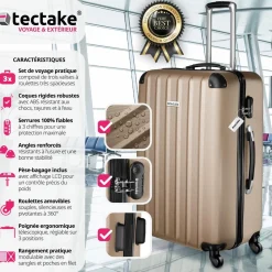 Ensemble de 3 valises Talia avec pèse-bagage et étiquette à bagages