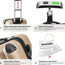 Ensemble de 3 valises Talia avec pèse-bagage et étiquette à bagages