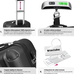 Ensemble de 3 valises Talia avec pèse-bagage et étiquette à bagages
