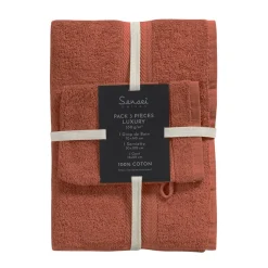 Ensemble de bain 3 pièces (1 drap de bain + 1 serviette de toilette + 1 gant) LUXURY