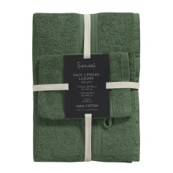 Ensemble de bain 3 pièces (1 drap de bain + 1 serviette de toilette + 1 gant) LUXURY