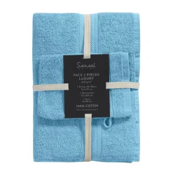 Ensemble de bain 3 pièces (1 drap de bain + 1 serviette de toilette + 1 gant) LUXURY