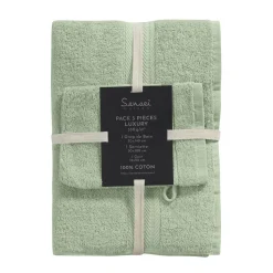 Ensemble de bain 3 pièces (1 drap de bain + 1 serviette de toilette + 1 gant) LUXURY