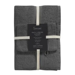 Ensemble de bain 3 pièces (1 drap de bain + 1 serviette de toilette + 1 gant) LUXURY