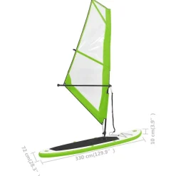 Ensemble de planche SUP gonflable avec voile Vert et blanc
