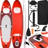Ensemble de planche SUP gonflable rouge 360x81x10 cm
