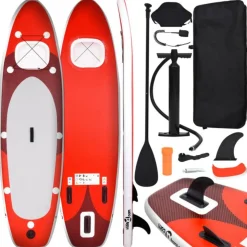 Ensemble de planche SUP gonflable rouge 360x81x10 cm