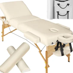 Ensemble de table de massage à 3 zones Somwang avec rembourrage de 7,5 cm d'épaisseur, rouleaux et cadre en bois