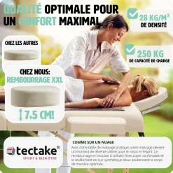 Ensemble de table de massage à 3 zones Somwang avec rembourrage de 7,5 cm d'épaisseur, rouleaux et cadre en bois