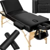 Ensemble de table de massage à 3 zones Somwang avec rembourrage de 7,5 cm d'épaisseur, rouleaux et cadre en bois