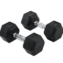 Ensemble d'haltères courtes total 20 Kg - entraînement musculaire & haltérophilie - acier caoutchouc noir