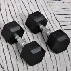 Ensemble d'haltères courtes total 20 Kg - entraînement musculaire & haltérophilie - acier caoutchouc noir