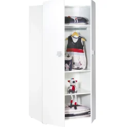 Ensemble Lit bébé combiné 60x120 cm évolutif en 90x190 cm + armoire NEW BASIC Boutons Etoile Gris