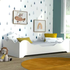 Ensemble Lit 90x190cm avec sommier COTON + matelas mousse 90 x 190 cm DIONE