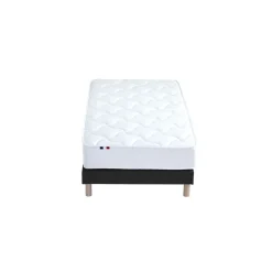 Ensemble literie matelas ressorts ensachés 20cm + sommier tapissier noir 90x190 cm ASTRE