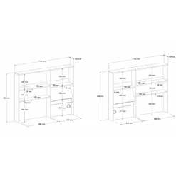 Ensemble meuble de cuisine avec élément mural et meuble bas L238cmSAMBA