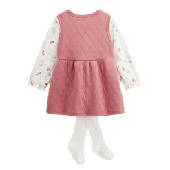 Ensemble robe bébé en coton matelassé, t-shirt et collant Ma Petite Etoile