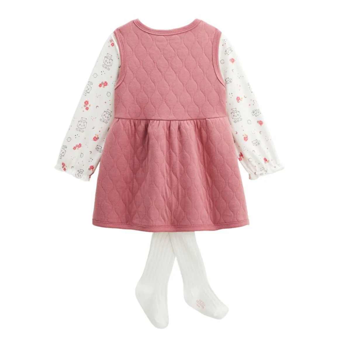 Ensemble robe bébé en coton matelassé, t-shirt et collant Ma Petite Etoile